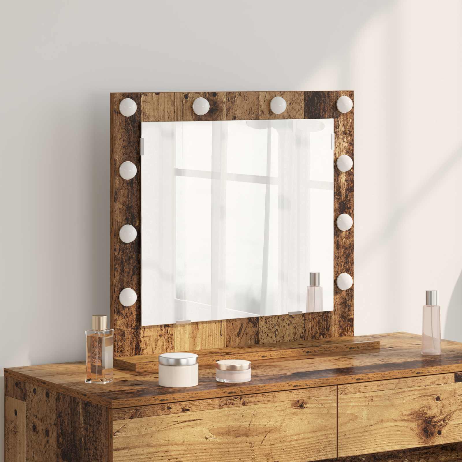 Waschtischspiegel Rechtwinklig Altholz 60 x 55 x 18 cm