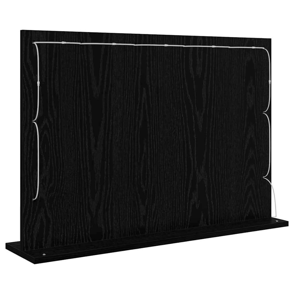 Waschtischspiegel Schwarz Eichen-Optik 80 x 15 x 18 cm