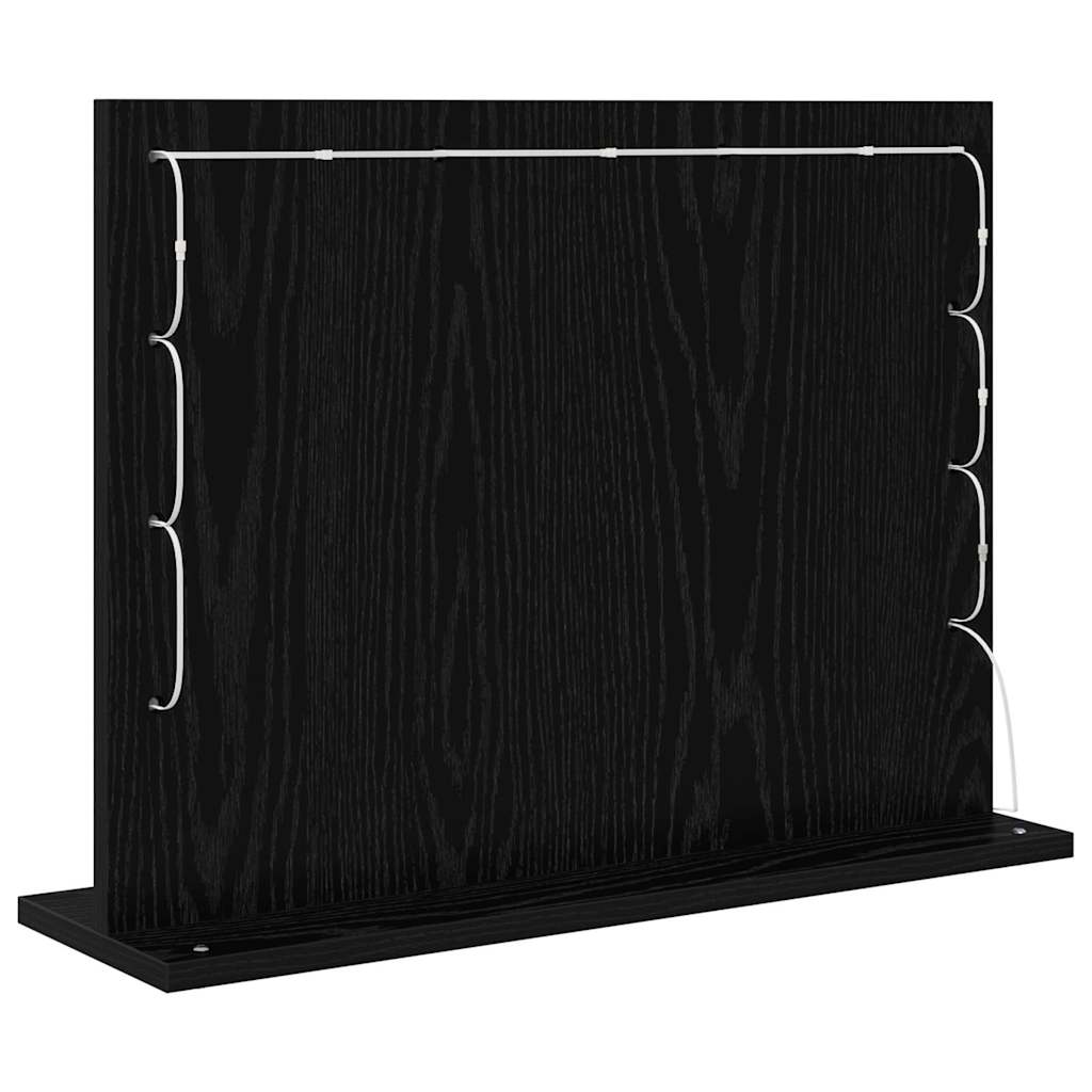 Waschtischspiegel Schwarz Eichen-Optik 60 x 45 x 18 cm
