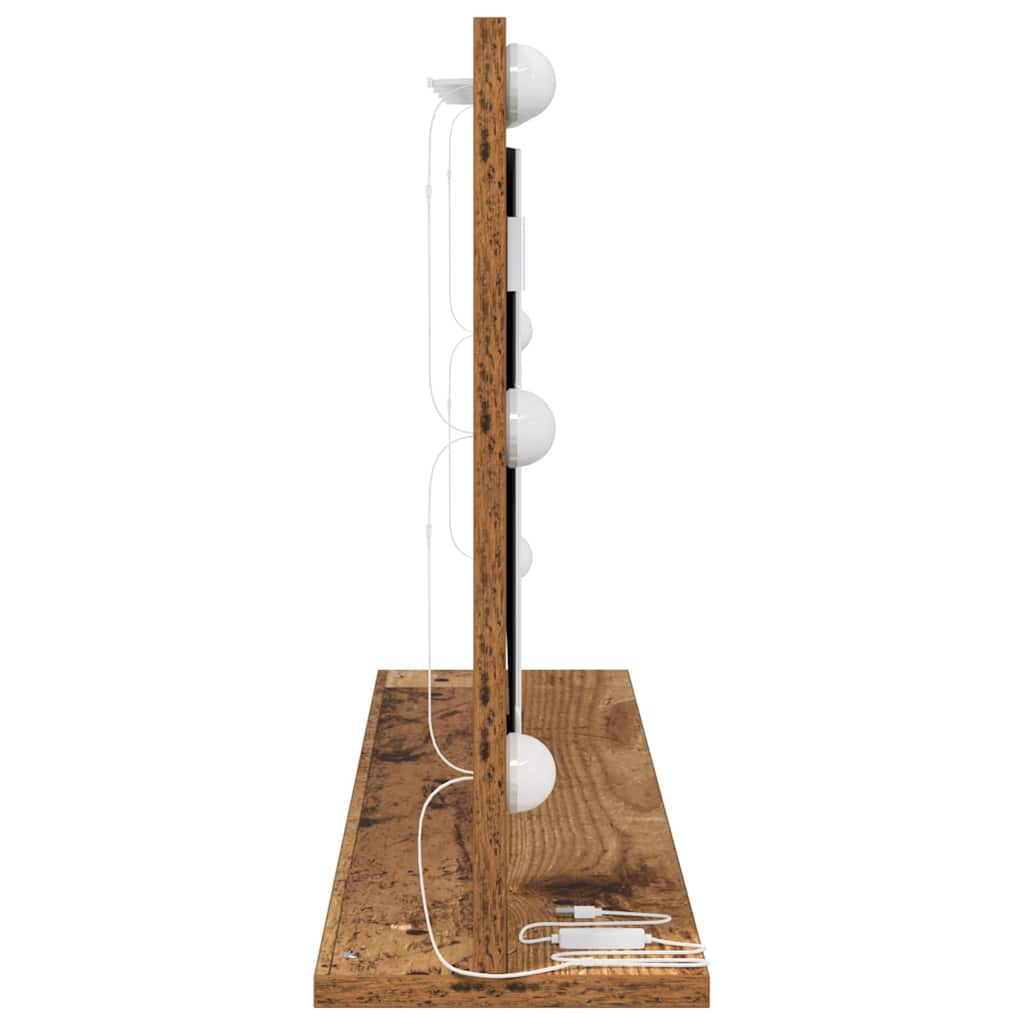Waschtischspiegel Rechtwinklig Altholz 80 x 45 x 18 cm