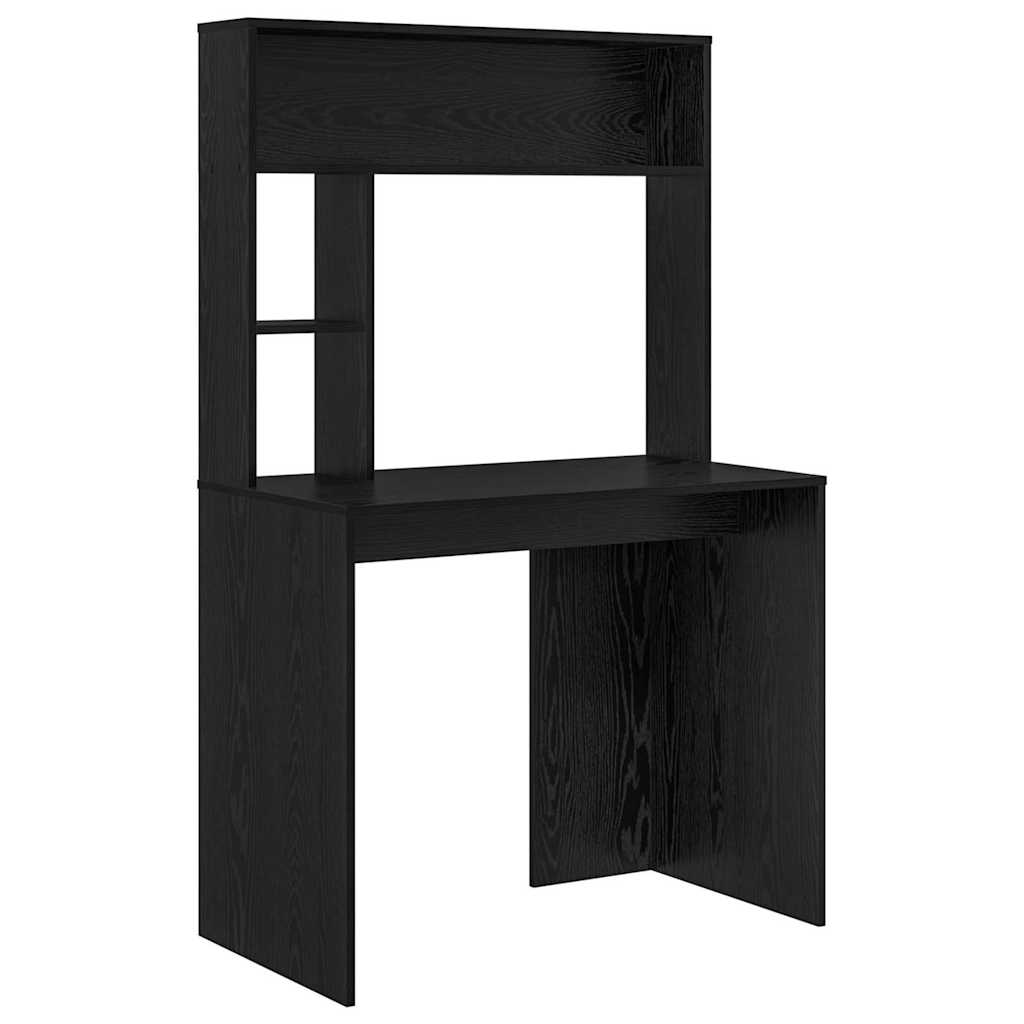 Schreibtisch mit Regal Schwarz Eichen-Optik 91 x 50 x 149 cm