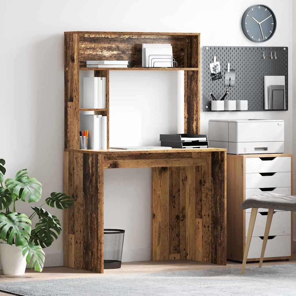 Schreibtisch mit Regal Altholz 91 x 50 x 149 cm Holzwerkstoff