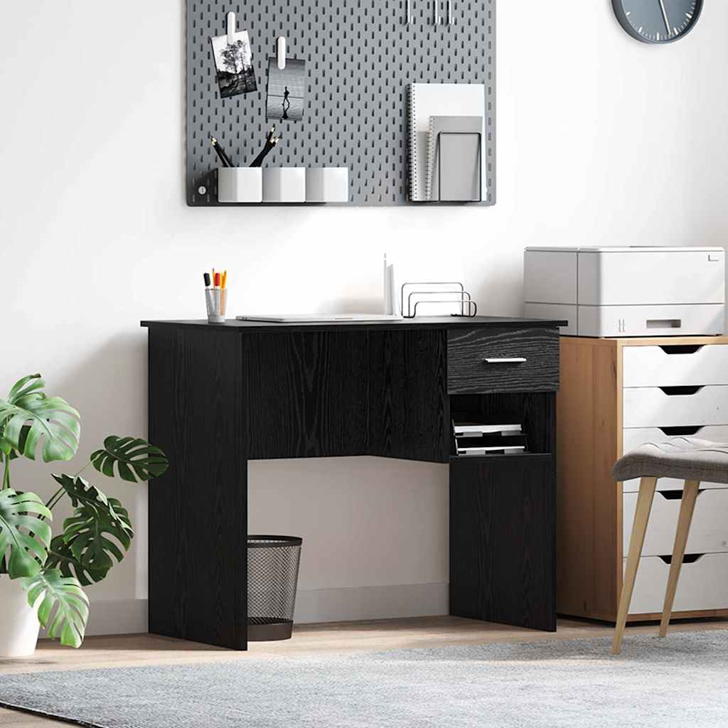 Schreibtisch Schwarz Eichen-Optik 90 x 49 x 75 cm Holzwerkstoff