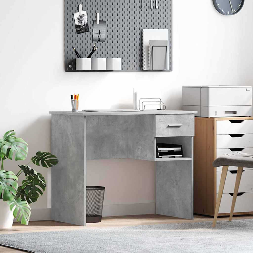 Schreibtisch mit Regal Beton Grau 90 x 49 x 75 cm Holzwerkstoff