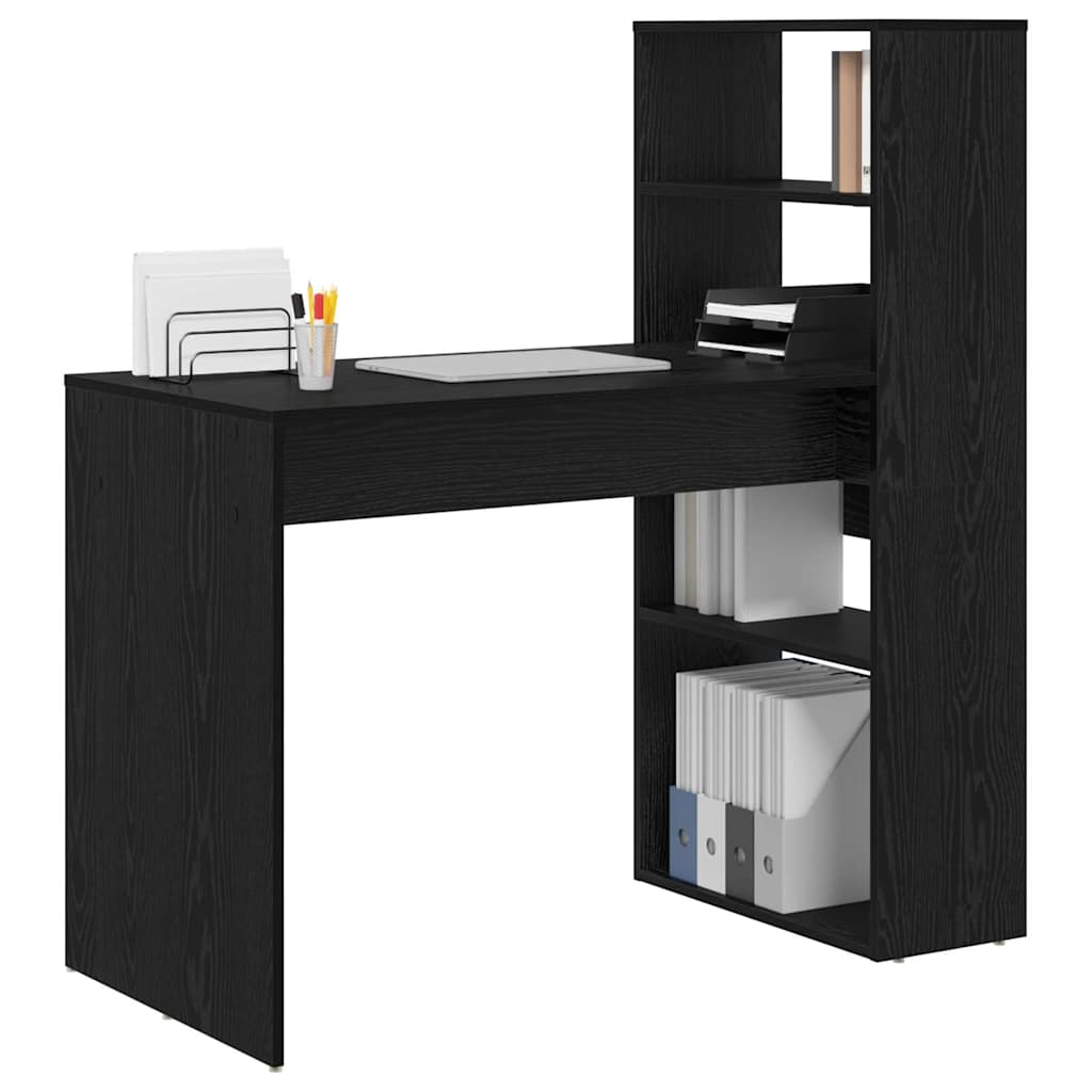 Schreibtisch mit Regal Schwarz Eichen-Optik 113 x 54 x 120 cm