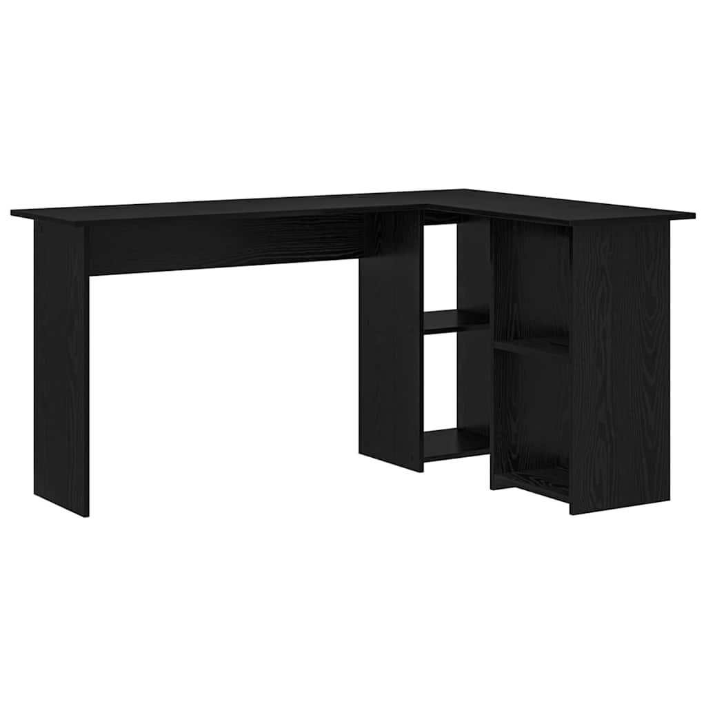 Schreibtisch mit Regal Schwarz Eichen-Optik 142 x 102 x 73 cm