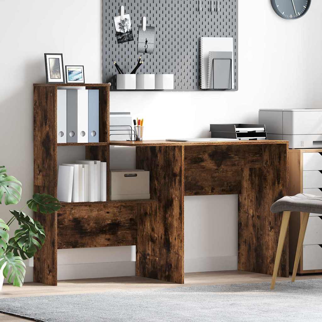 Schreibtisch mit Regal Geräucherte Eiche 131,5 x 50 x 106,5 cm