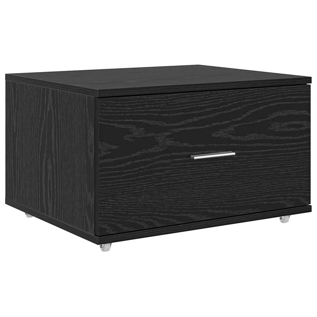 Schubladenschrank Mit Rad Schwarz Eichen-Optik 55 x 45 x 31 cm