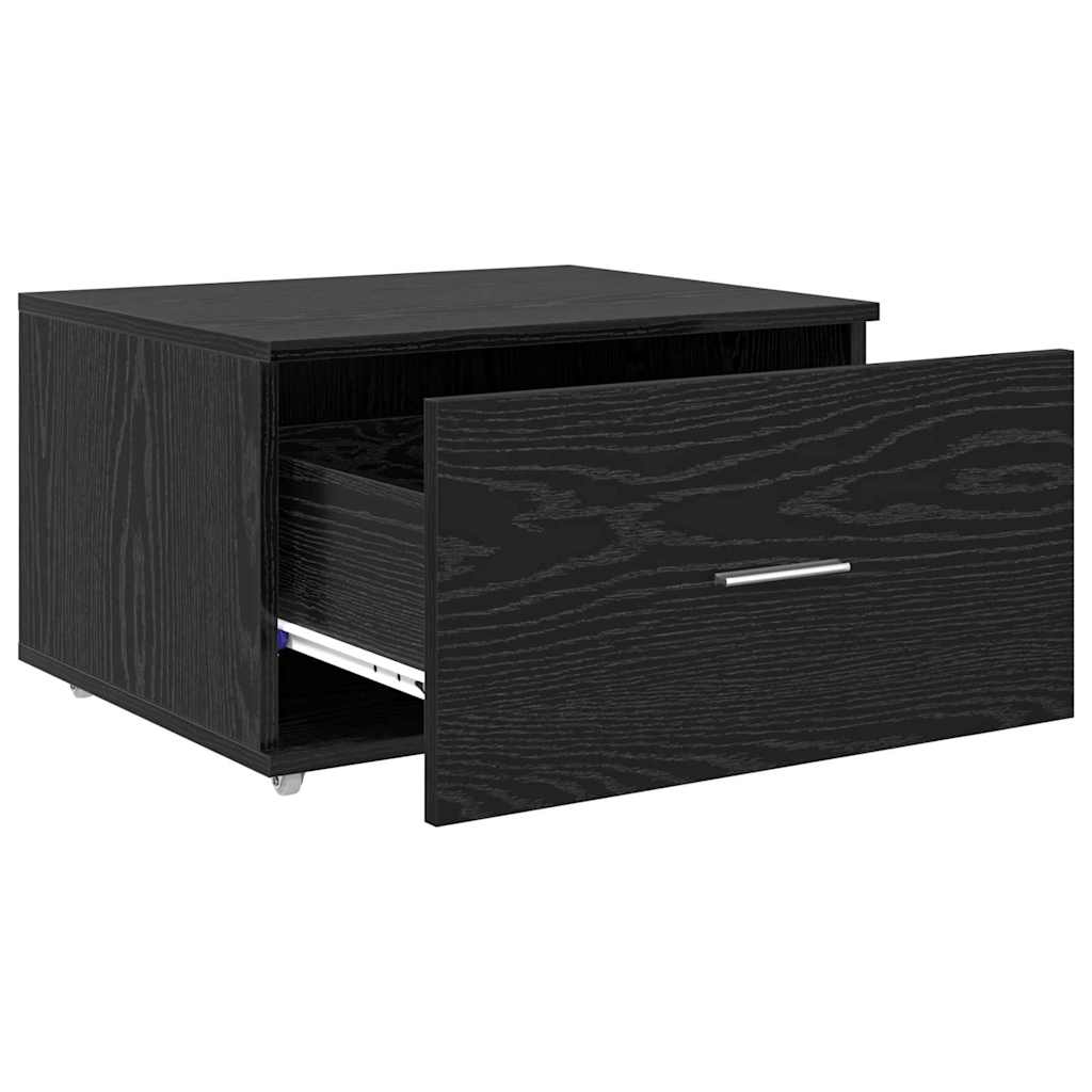 Schubladenschrank Mit Rad Schwarz Eichen-Optik 55 x 45 x 31 cm
