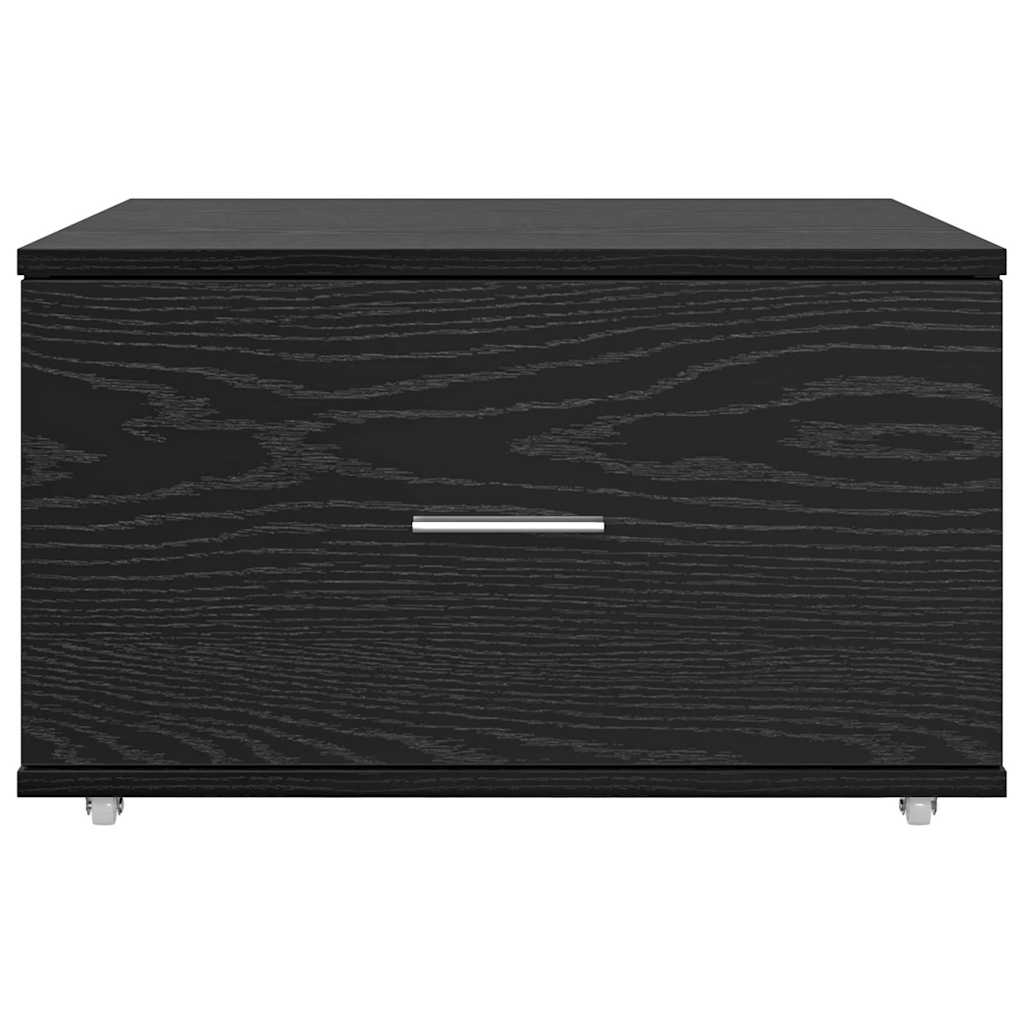 Schubladenschrank Mit Rad Schwarz Eichen-Optik 55 x 45 x 31 cm