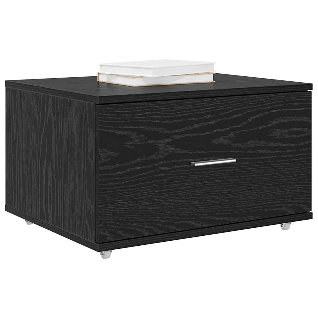 Schubladenschrank Mit Rad Schwarz Eichen-Optik 55 x 45 x 31 cm