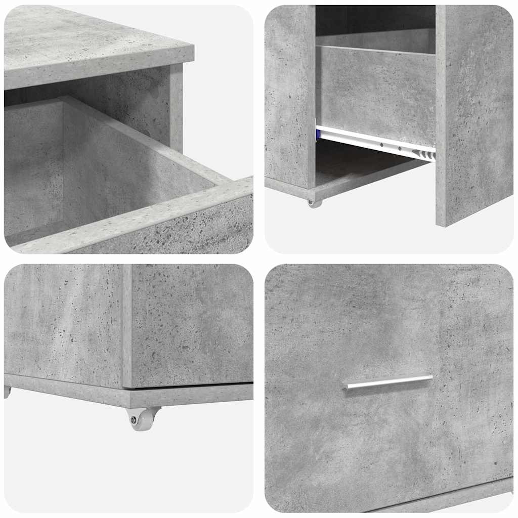Schubladenschrank Mit Rad Beton Grau 55 x 45 x 31 cm