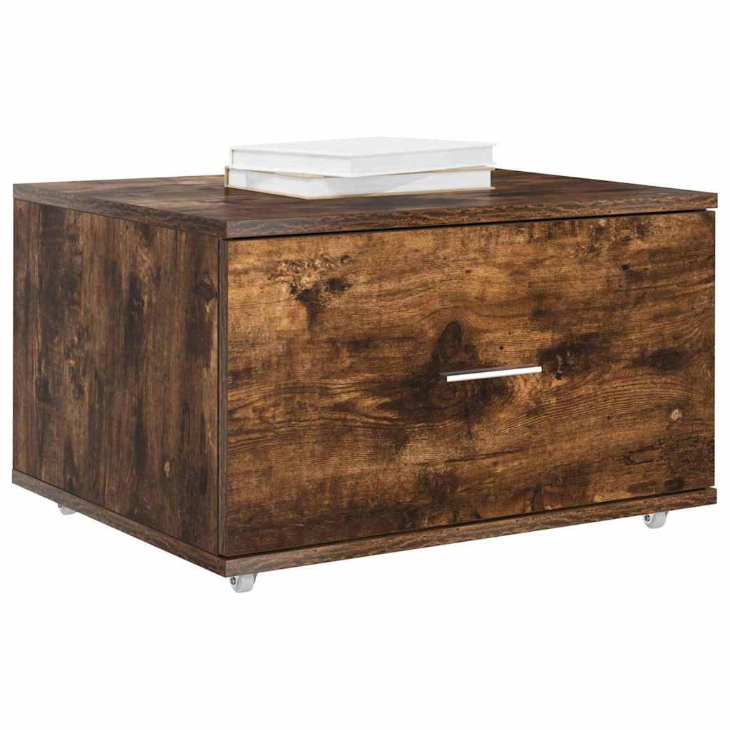 Schubladenschrank Mit Rad Geräucherte Eiche 55 x 45 x 31 cm