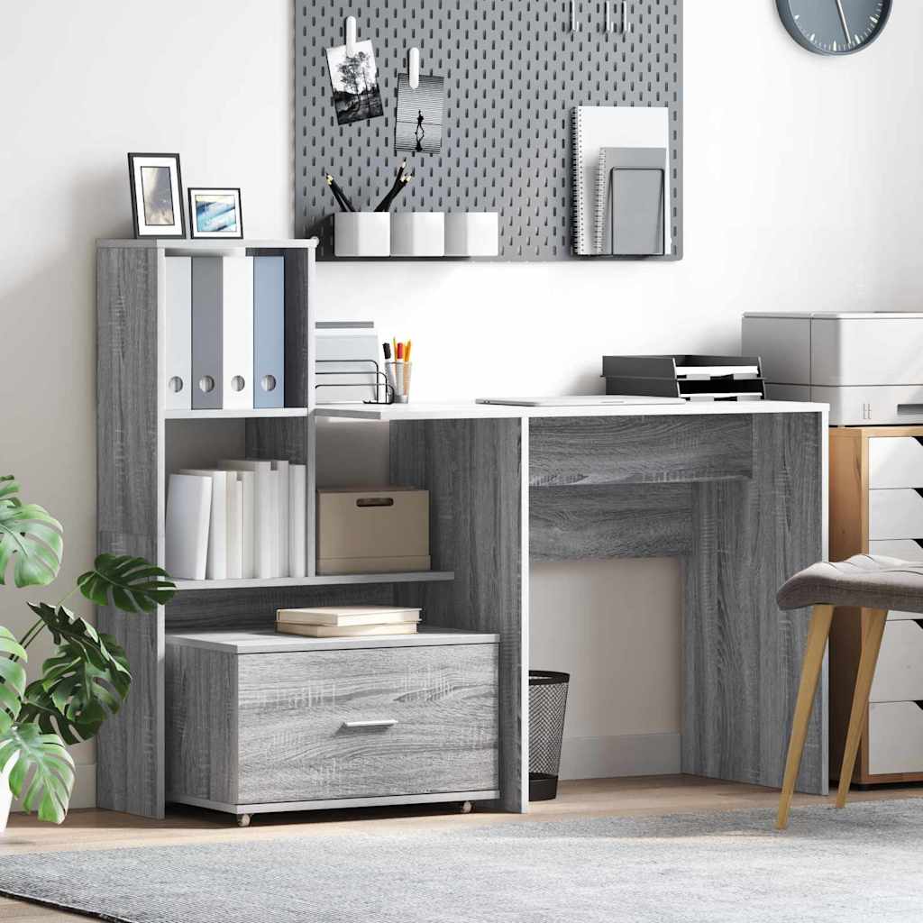 Schubladenschrank Mit Rad Graues Sonoma 55 x 45 x 31 cm