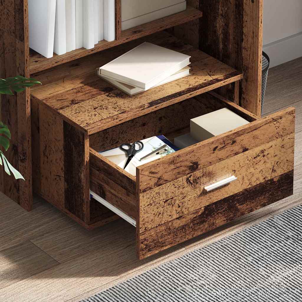 Schubladenschrank Mit Rad Altholz 55 x 45 x 31 cm