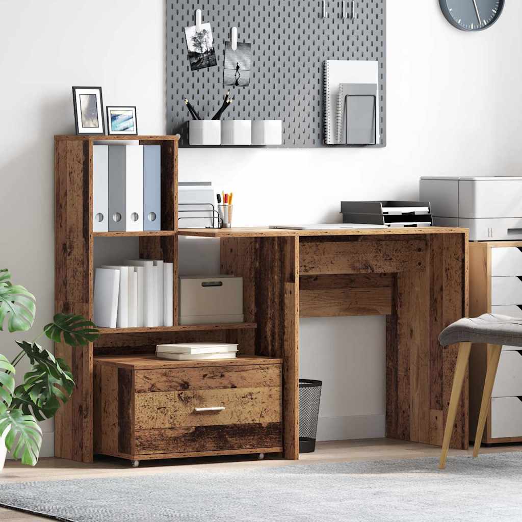 Schubladenschrank Mit Rad Altholz 55 x 45 x 31 cm