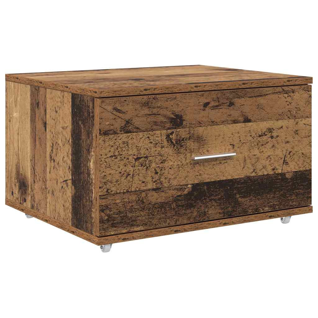 Schubladenschrank Mit Rad Altholz 55 x 45 x 31 cm