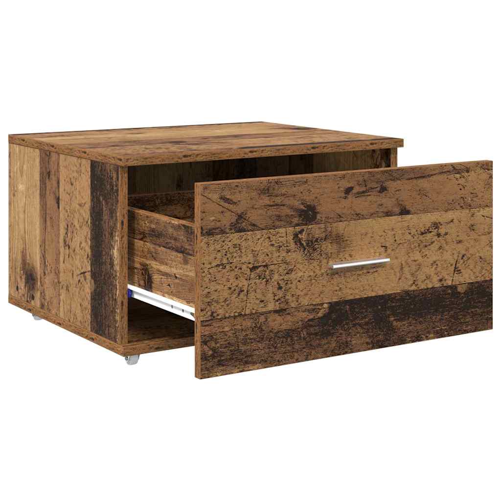 Schubladenschrank Mit Rad Altholz 55 x 45 x 31 cm