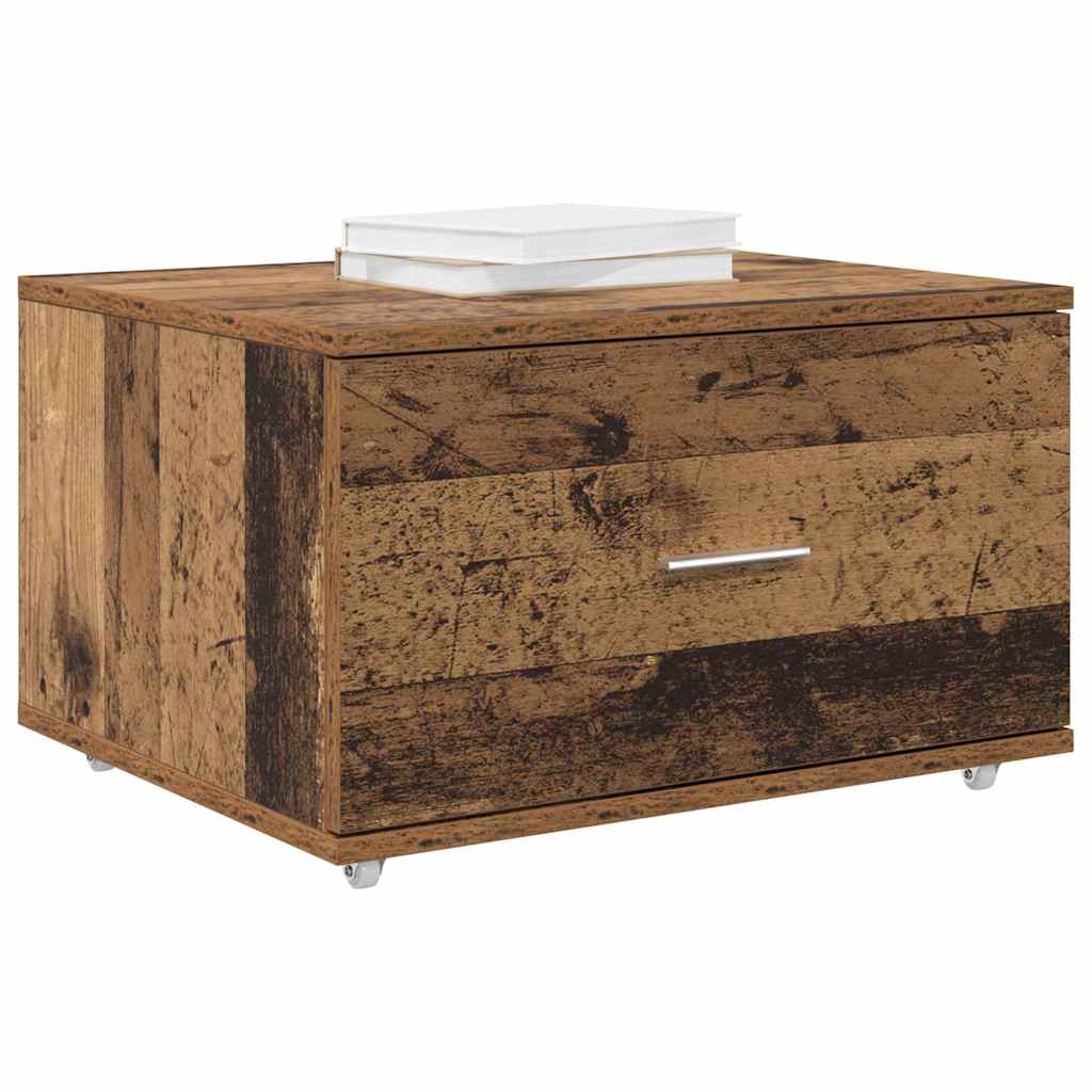 Schubladenschrank Mit Rad Altholz 55 x 45 x 31 cm