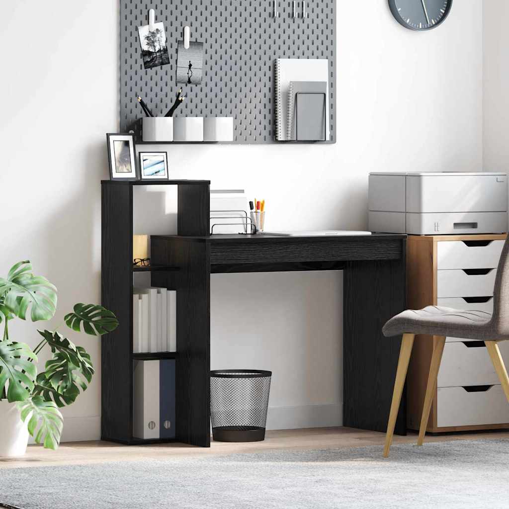 Schreibtisch mit Regal Schwarz Eichen-Optik 100 x 40 x 90 cm