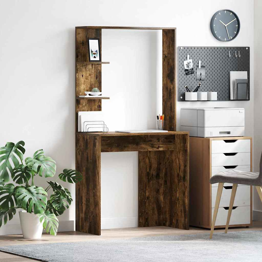 Schreibtisch mit Regal Geräucherte Eiche 78,5 x 37 x 154,5 cm