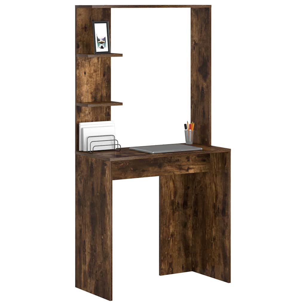 Schreibtisch mit Regal Geräucherte Eiche 78,5 x 37 x 154,5 cm