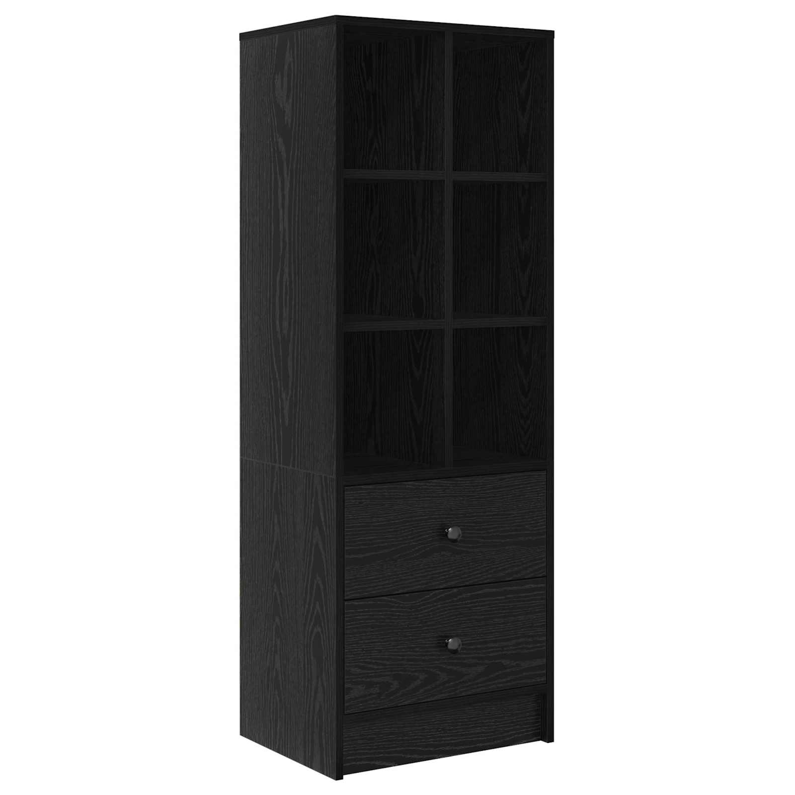 Highboard Schwarz Eichen-Optik 45,5 x 34 x 127 cm