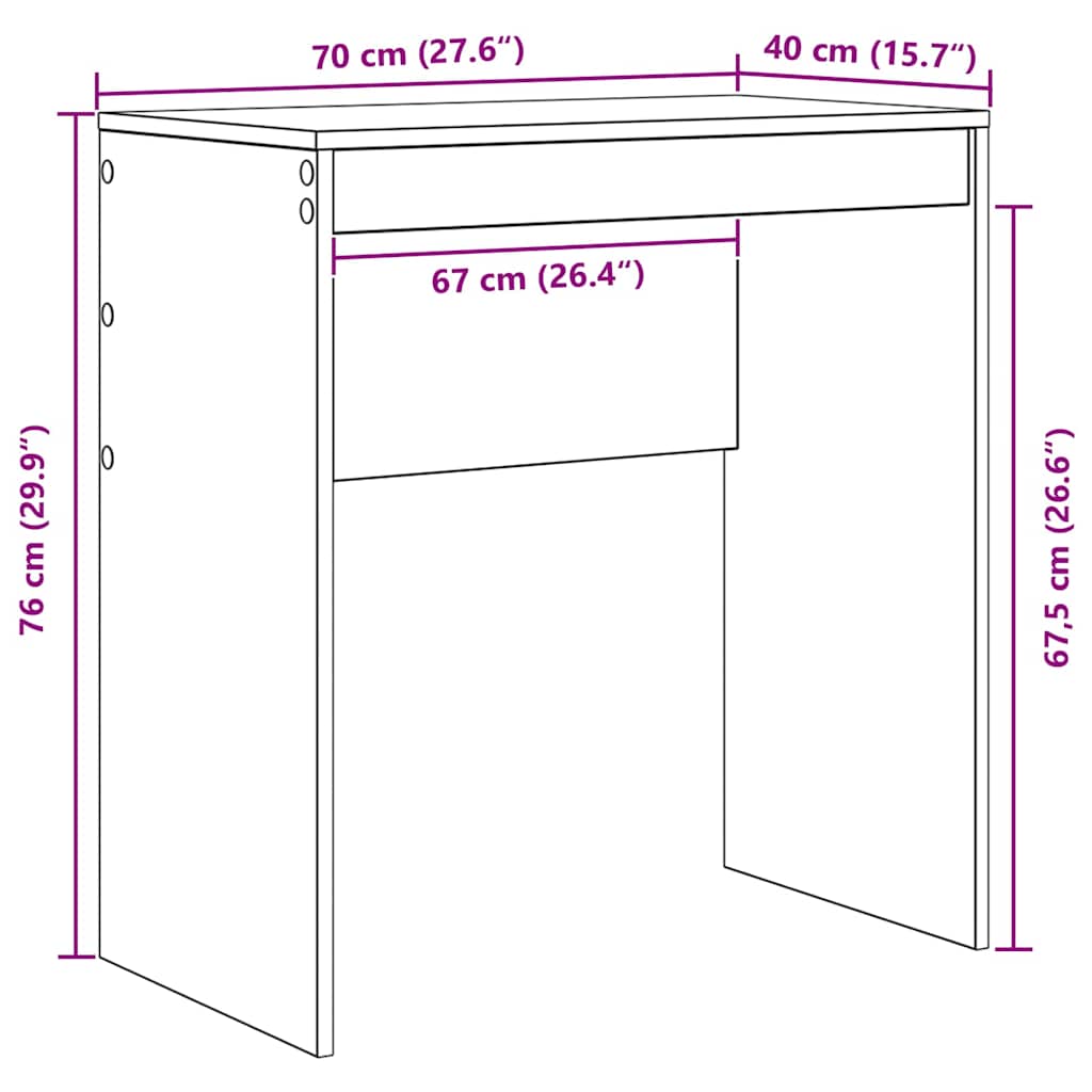 Schreibtisch Geräucherte Eiche 70 x 40 x 76 cm