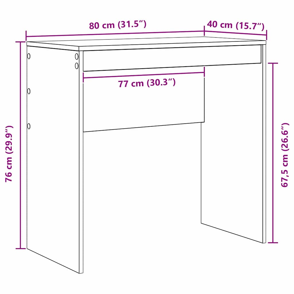 Schreibtisch Artisan-Eiche 80 x 40 x 76 cm
