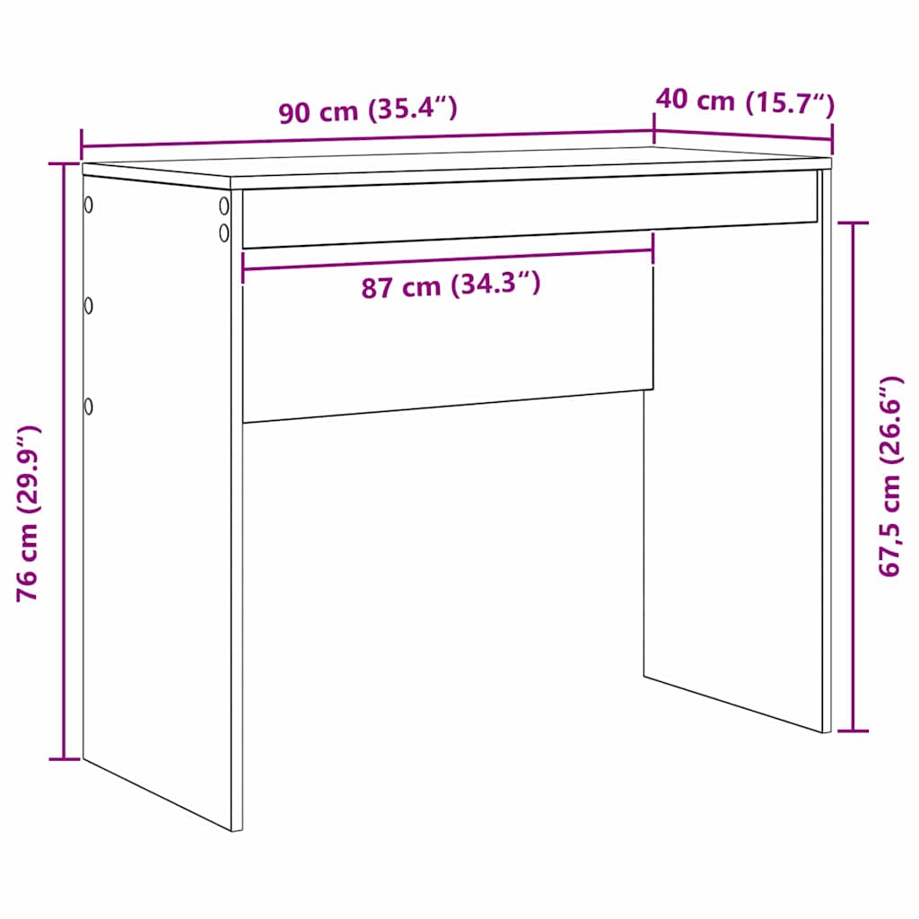 Schreibtisch Graues Sonoma 90 x 40 x 76 cm