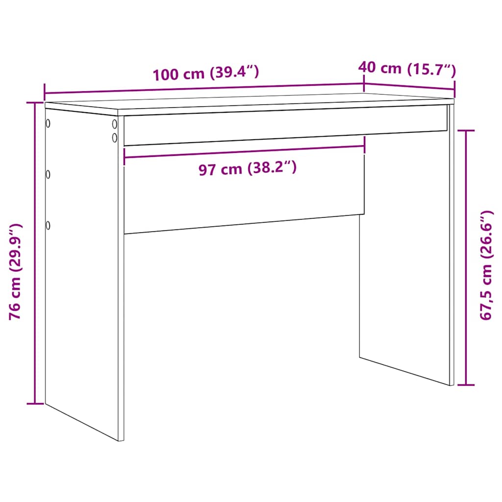 Schreibtisch Artisan-Eiche 100 x 40 x 76 cm