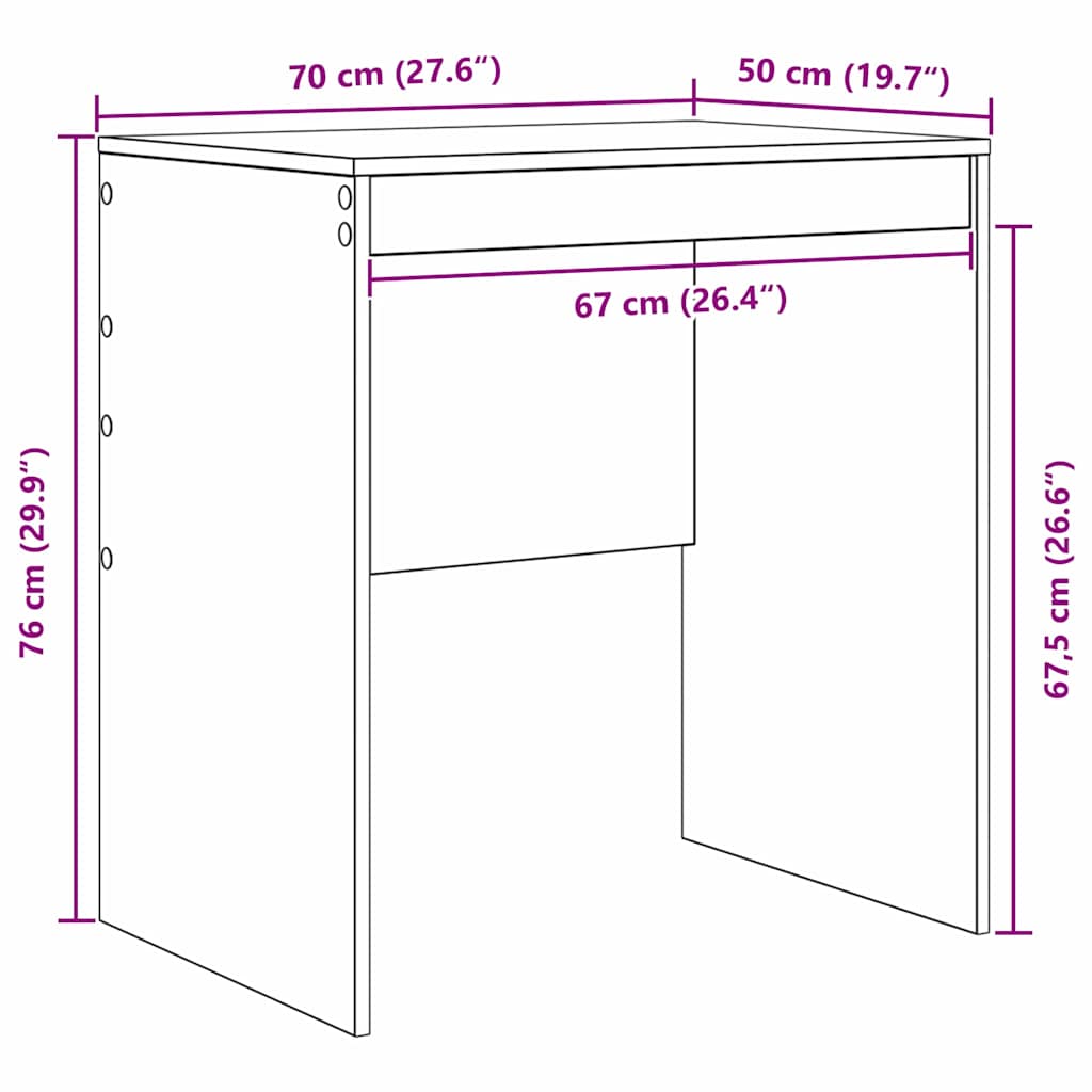 Schreibtisch Graues Sonoma 70 x 50 x 76 cm
