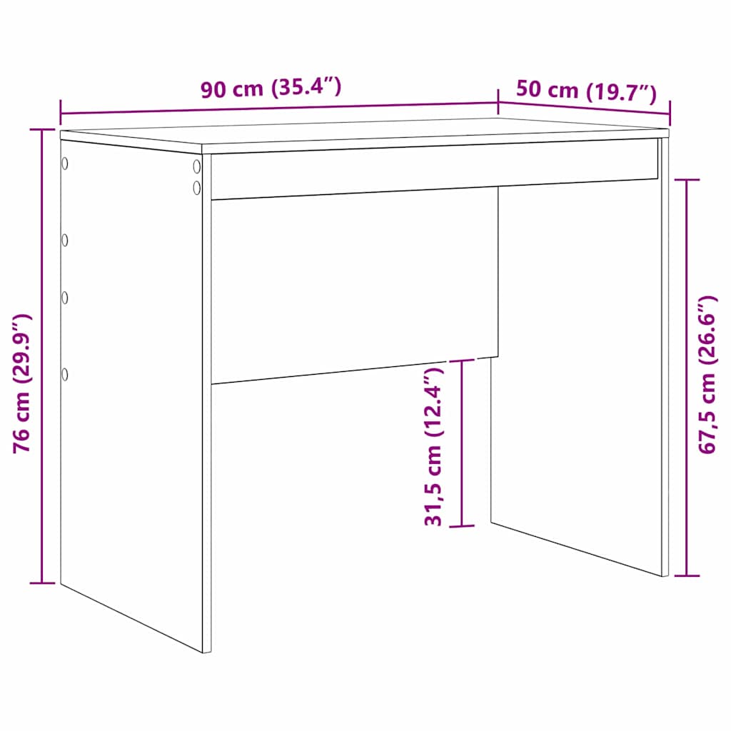 Schreibtisch Artisan-Eiche 90 x 50 x 76 cm