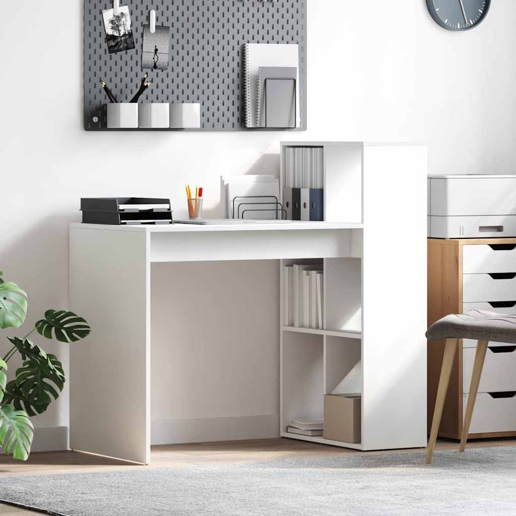 Schreibtisch mit Regal Weiß 108 x 55 x 103.5 cm Holzwerkstoff