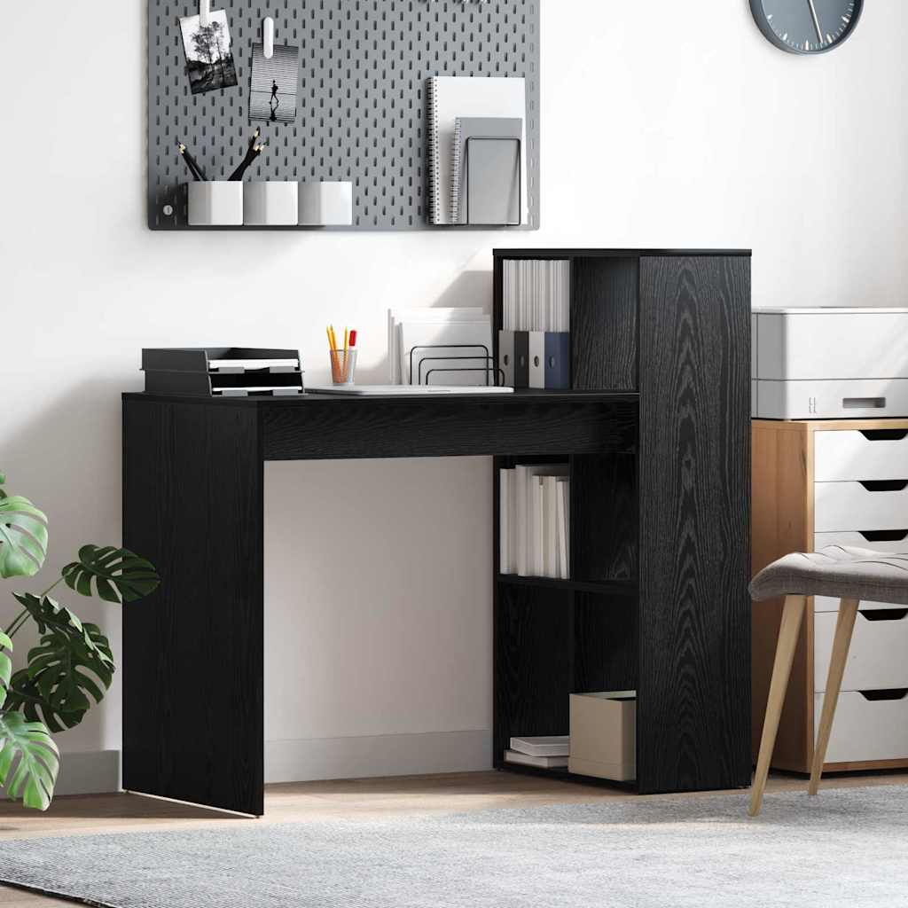 Schreibtisch mit Regal Schwarz Eichen-Optik 108 x 55 x 103.5 cm