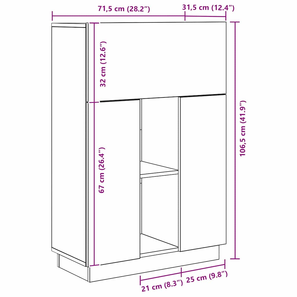 Schreibtisch mit Tür Weiß 71.5 x 31.5 x 106.5 cm Holzwerkstoff