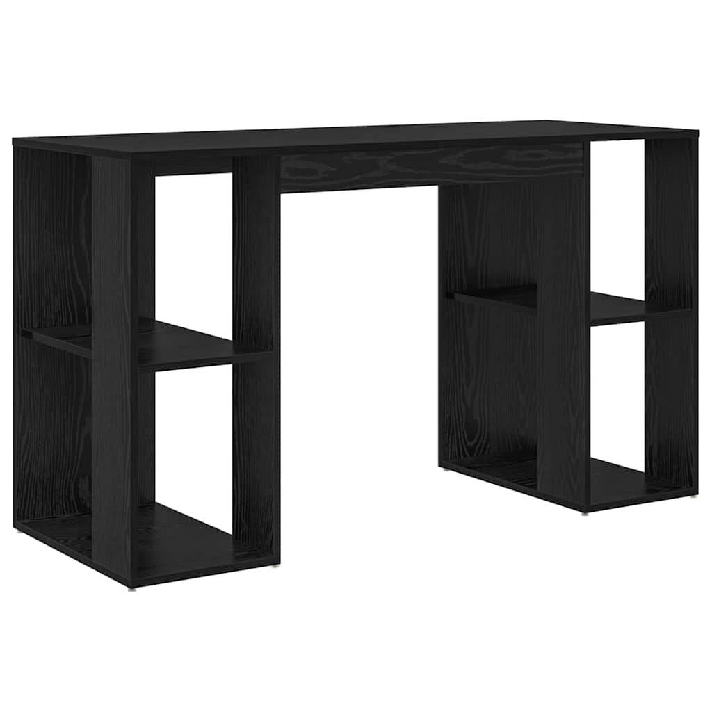 Schreibtisch mit Regal Schwarz Eichen-Optik 130 x 50,5 x 75 cm