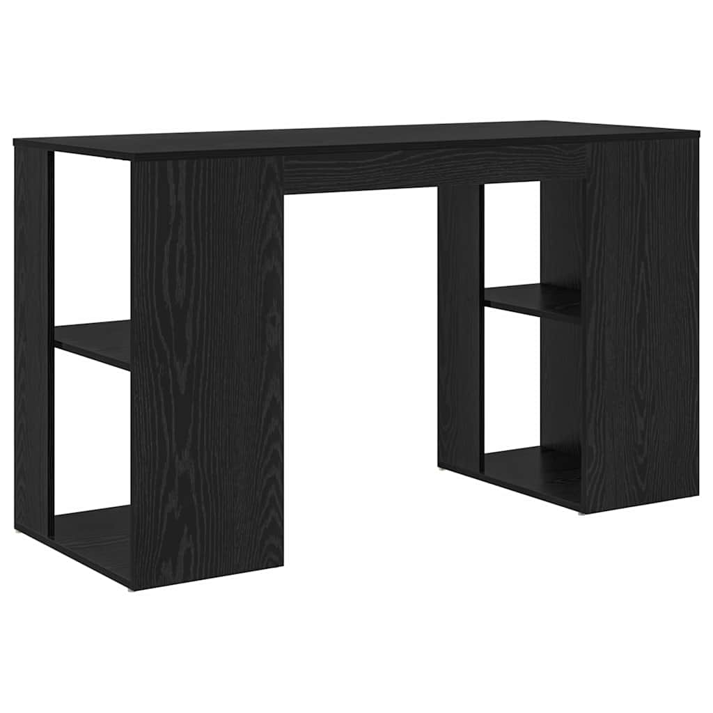Schreibtisch mit Regal Schwarz Eichen-Optik 130 x 50,5 x 75 cm