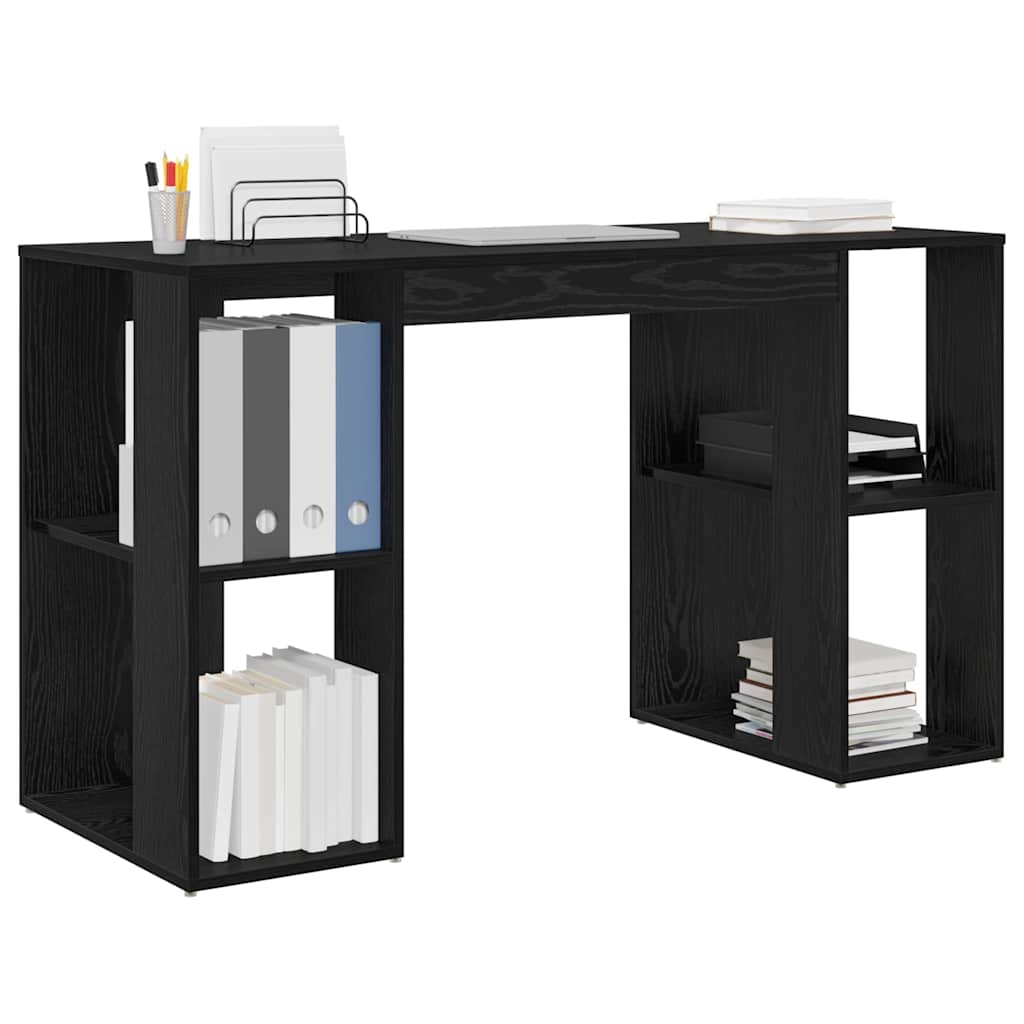 Schreibtisch mit Regal Schwarz Eichen-Optik 130 x 50,5 x 75 cm