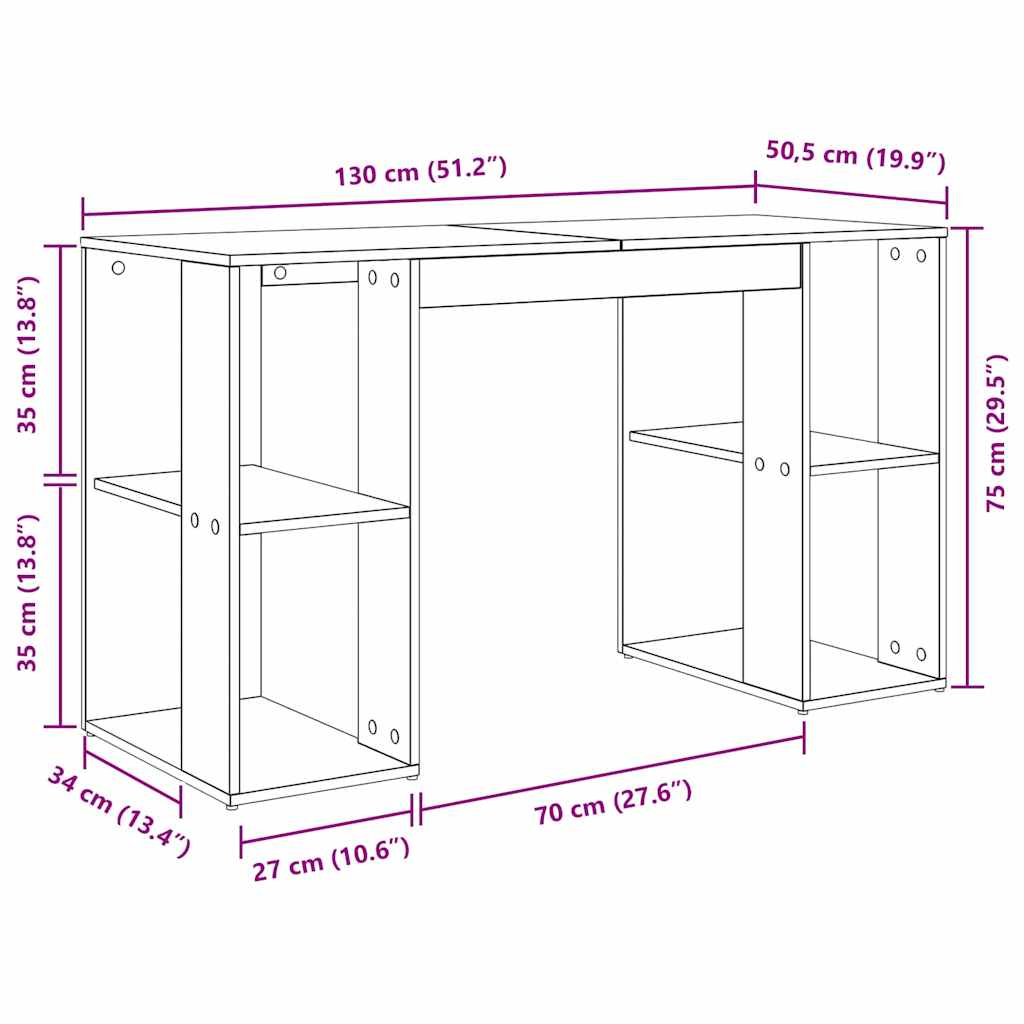 Schreibtisch Beton Grau 130 x 50,5 x 75 cm Holzwerkstoff