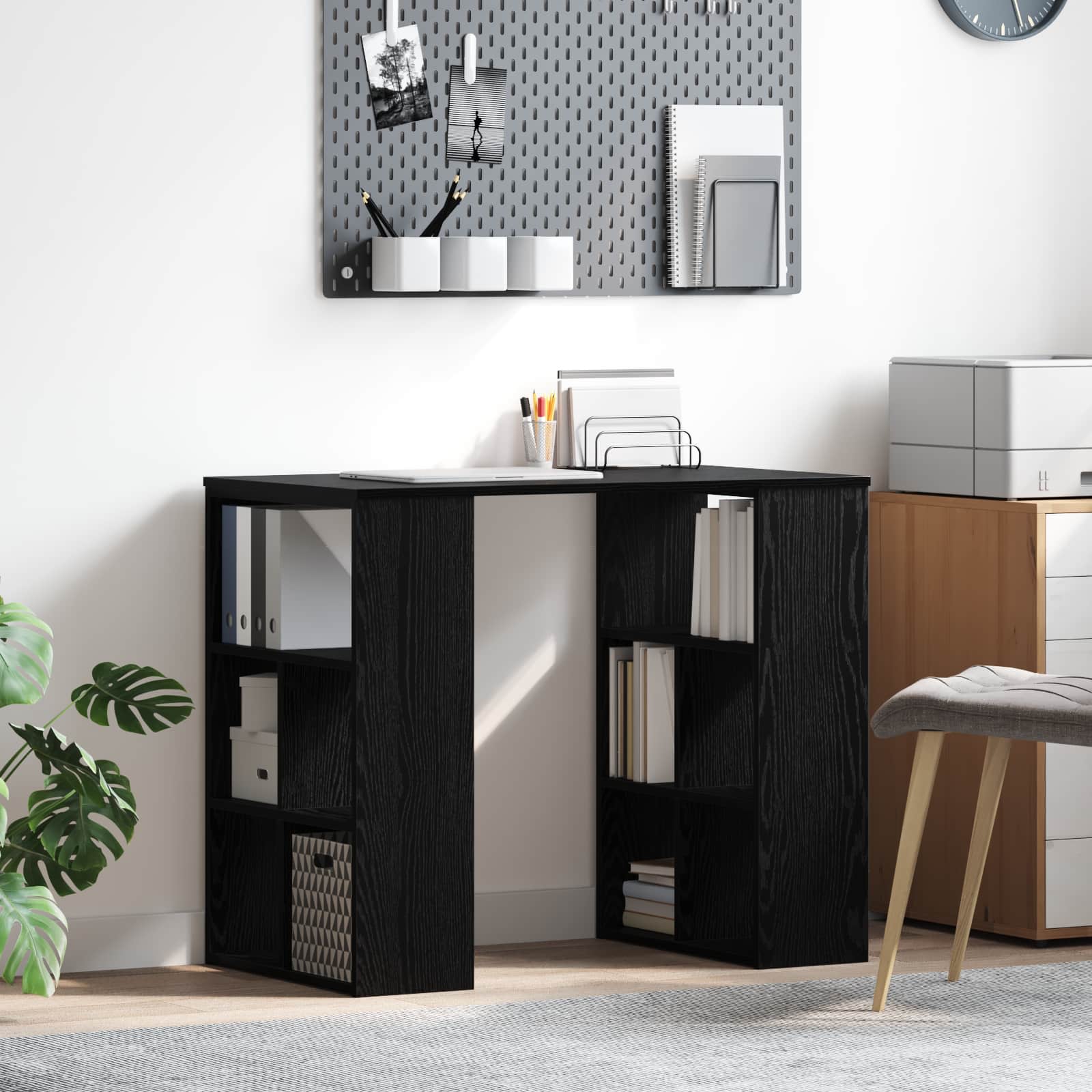 Schreibtisch Schwarz Eichen-Optik 90 x 50 x 75 cm Holzwerkstoff