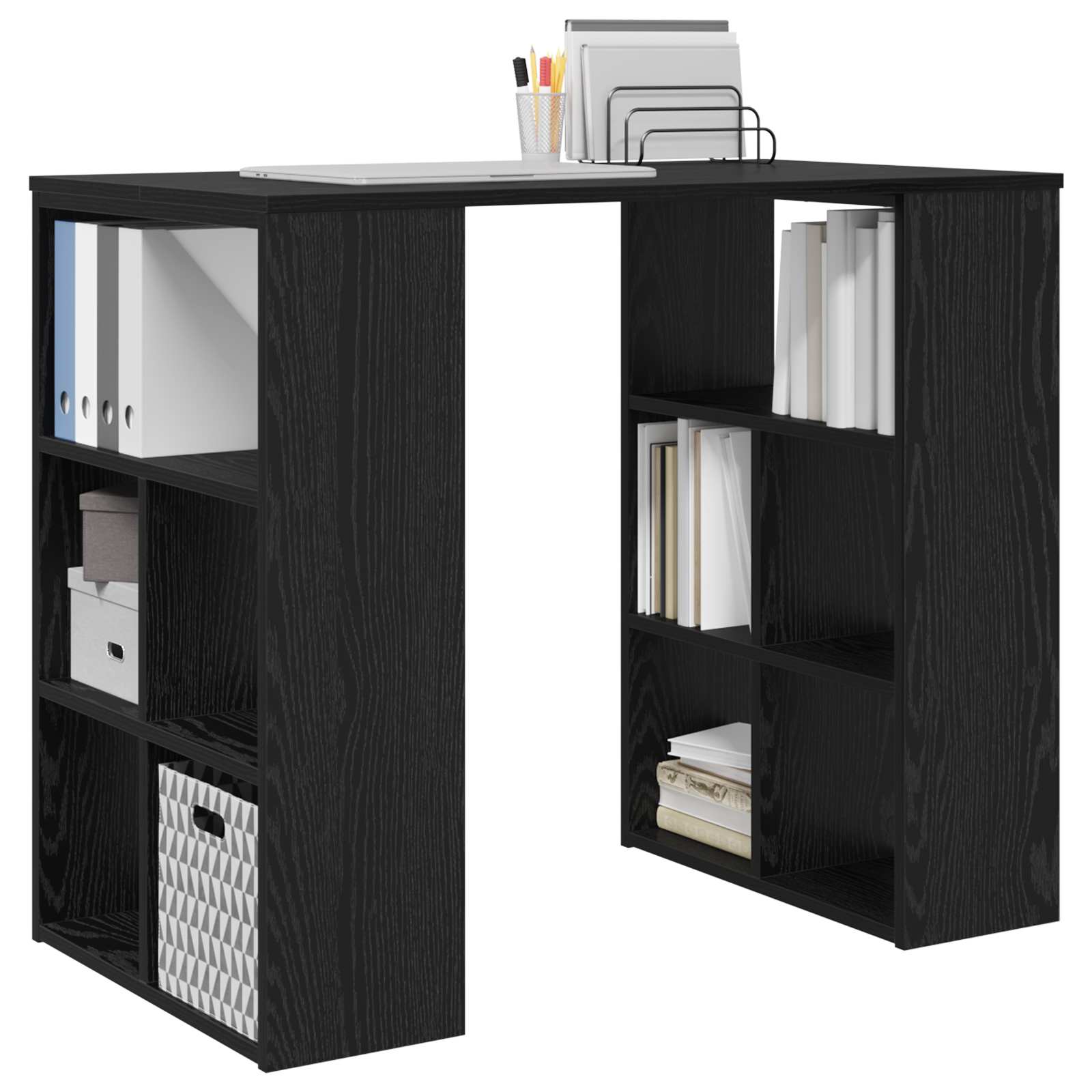 Schreibtisch Schwarz Eichen-Optik 90 x 50 x 75 cm Holzwerkstoff