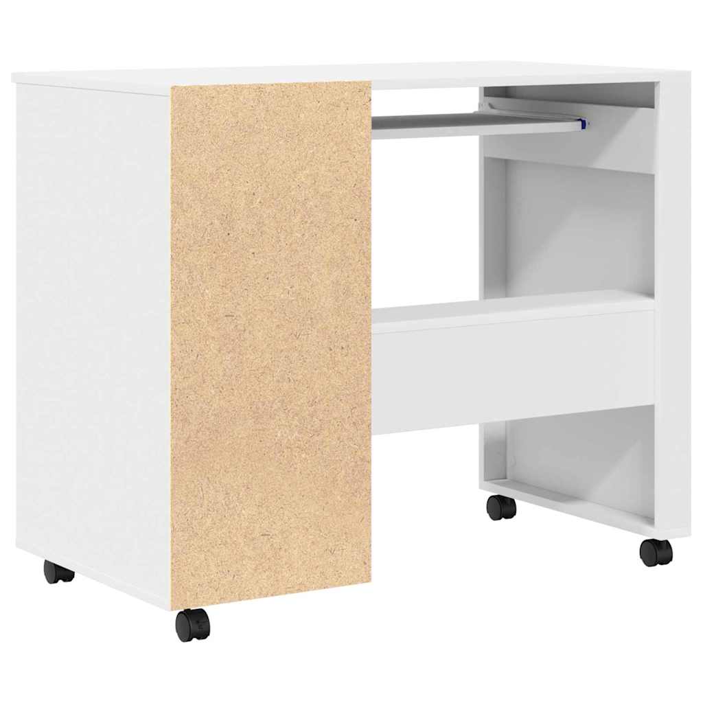 Tisch mit Rädern mit Regal Weiß 91 x 50 x 77 cm Holzwerkstoff