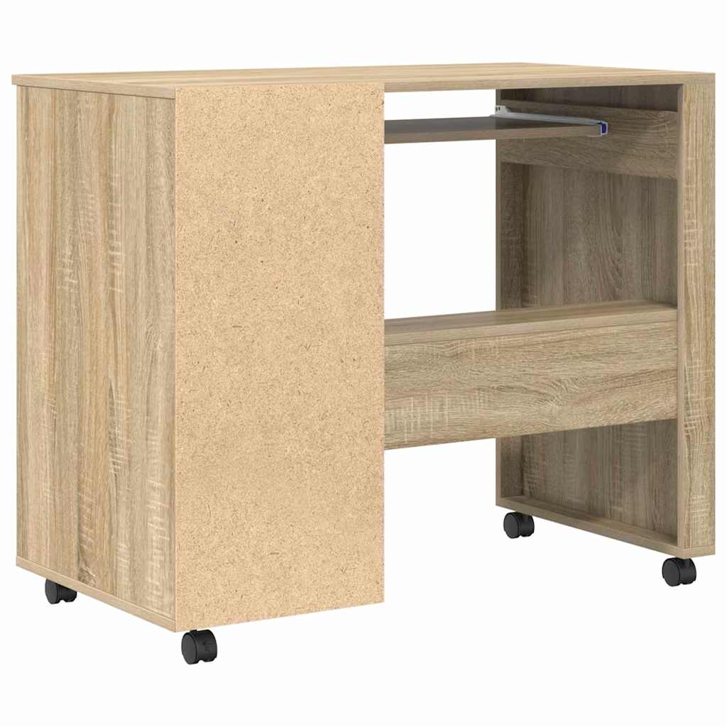 Tisch mit Rädern Sonoma-Eiche 91 x 50 x 77 cm Holzwerkstoff