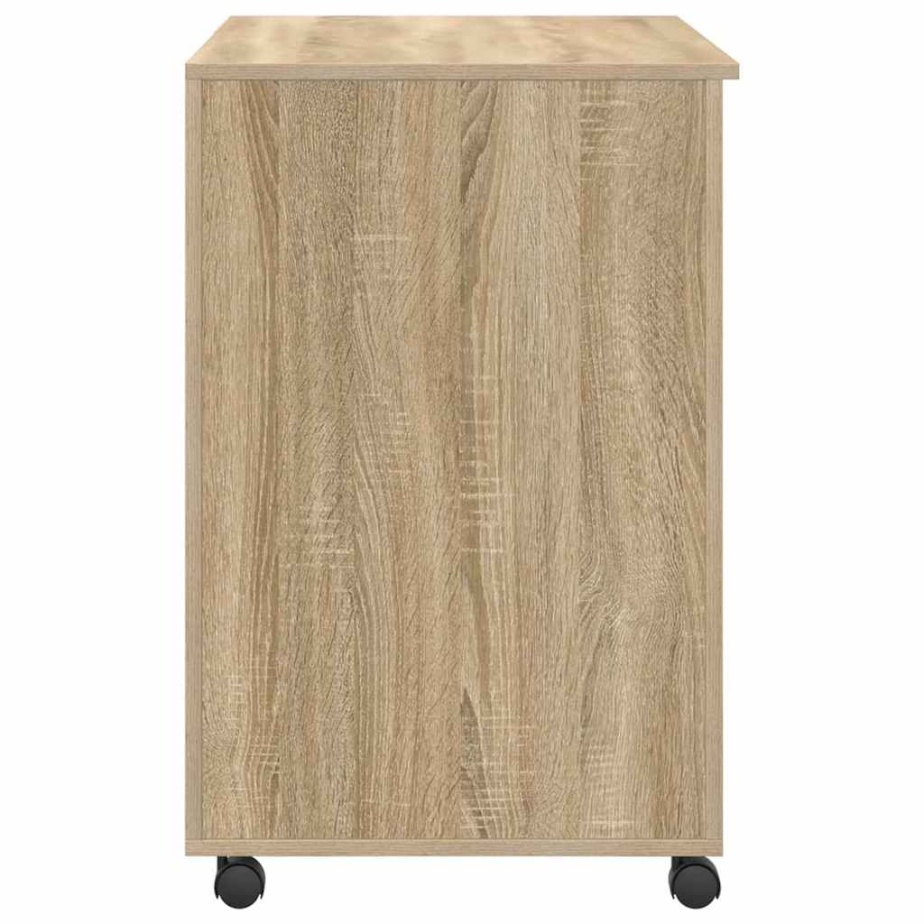 Tisch mit Rädern Sonoma-Eiche 91 x 50 x 77 cm Holzwerkstoff