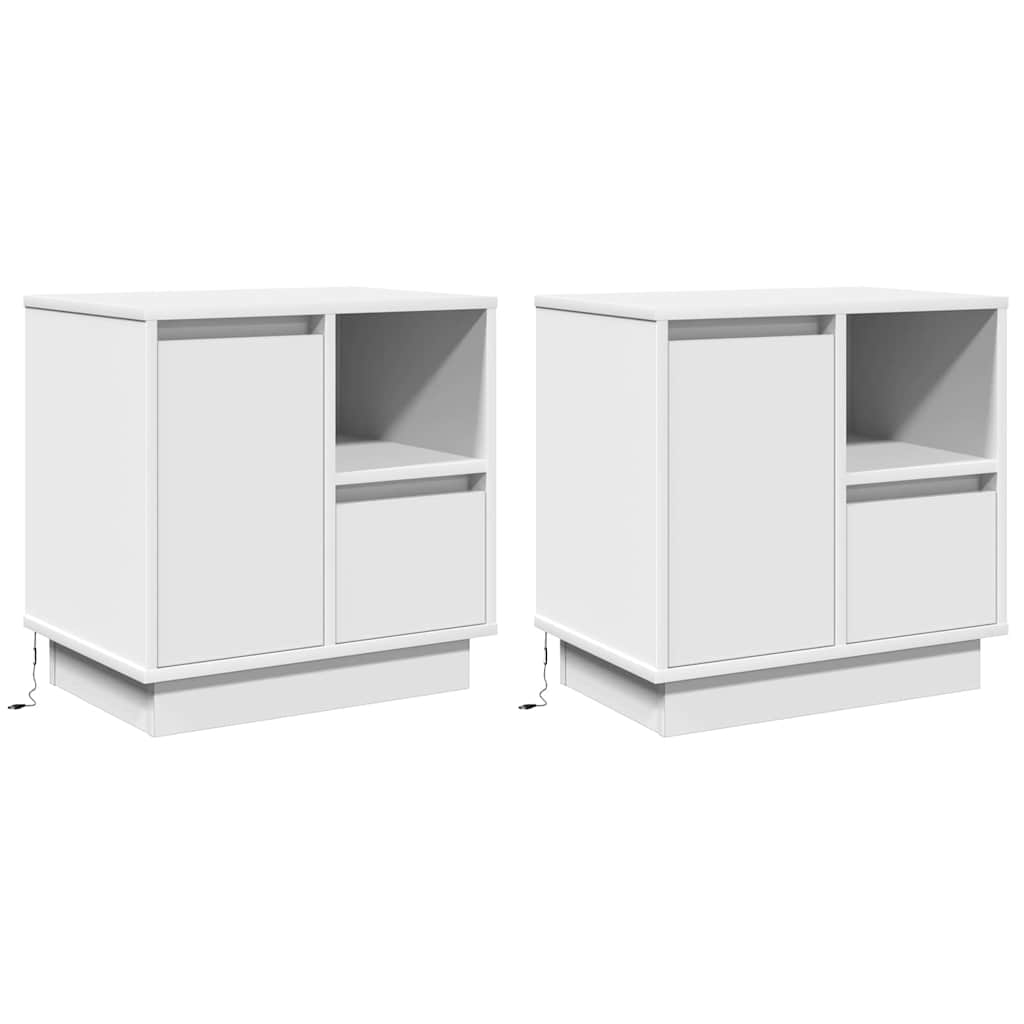 Nachttisch 2 pcs Weiß 50 x 34,5 x 50 cm Holzwerkstoff