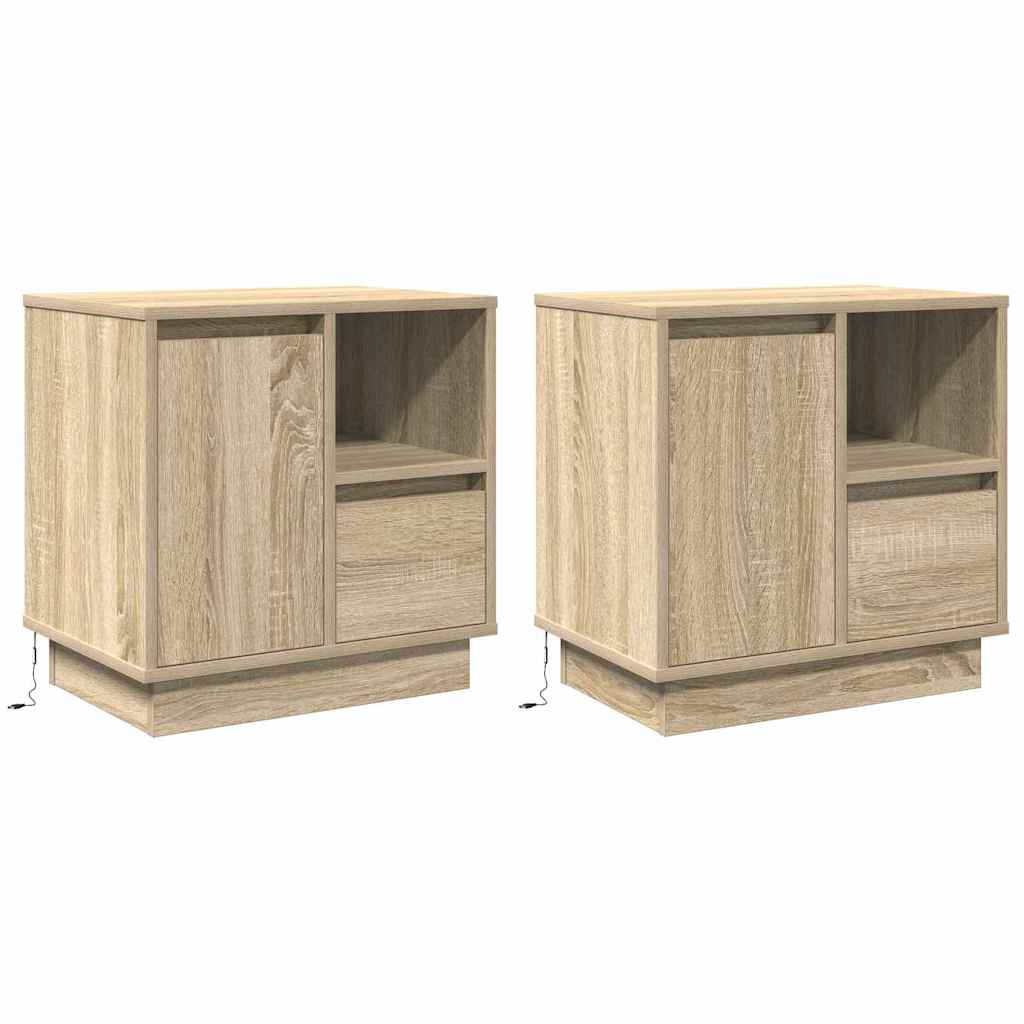 Nachttisch 2 pcs Sonoma-Eiche 50 x 34,5 x 50 cm Holzwerkstoff