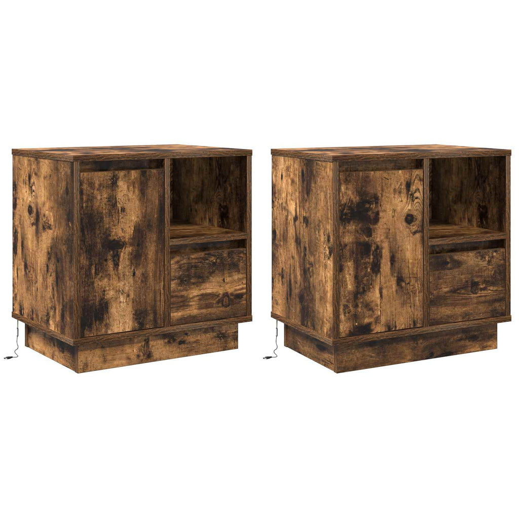 Nachttisch 2 pcs Geräucherte Eiche 50 x 34,5 x 50 cm