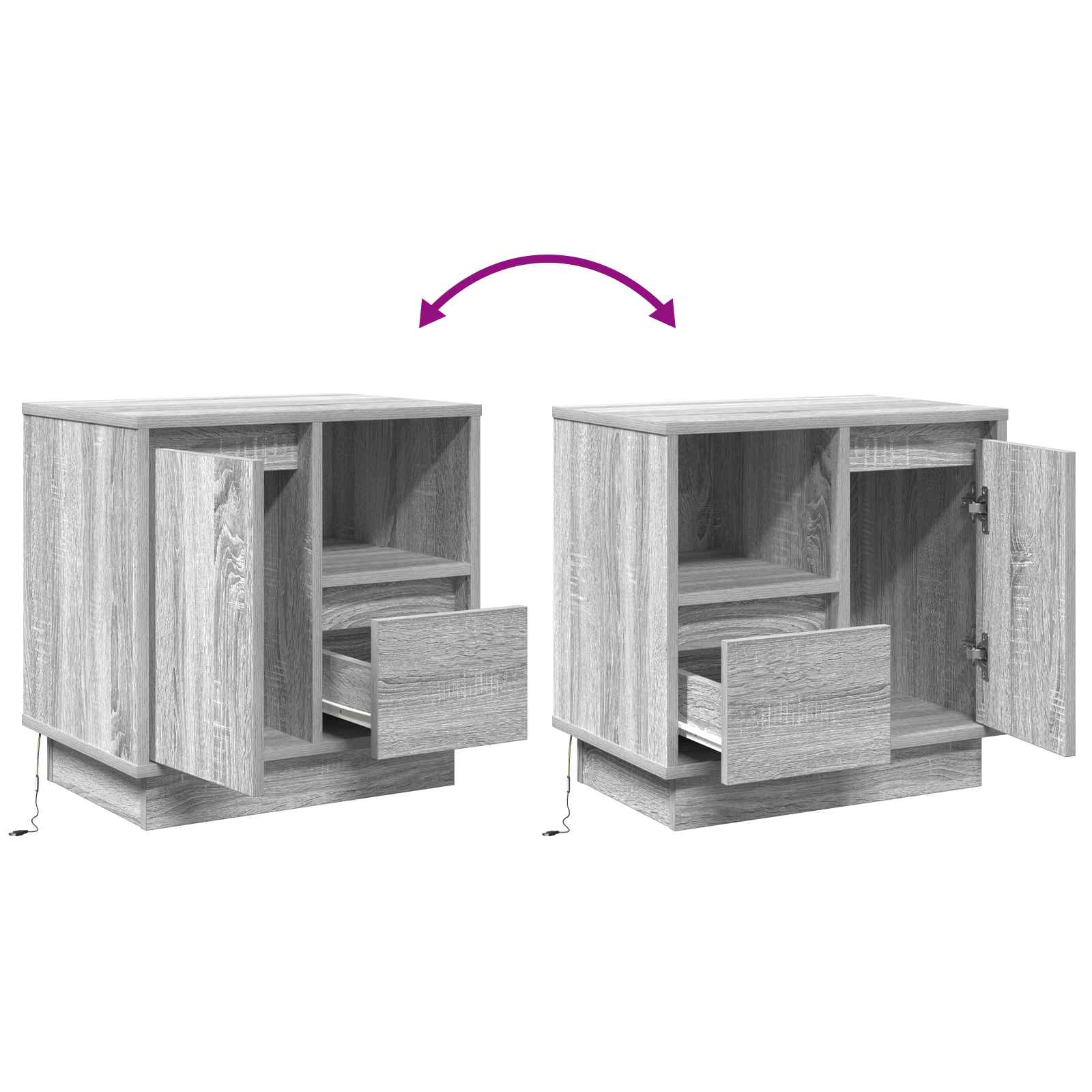 Nachttisch 2 pcs Grau 50 x 34,5 x 50 cm Holzwerkstoff