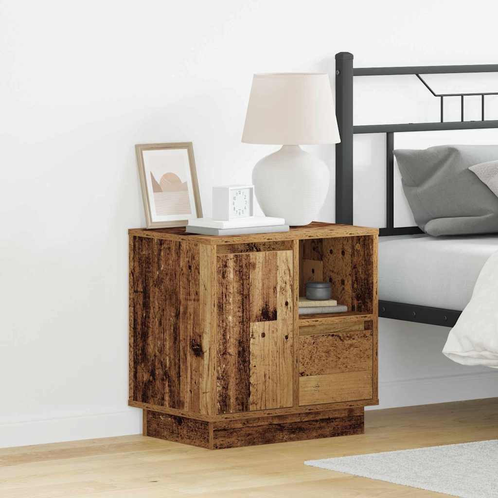 Nachttisch mit LED Altholz 50 x 34,5 x 50 cm Holzwerkstoff